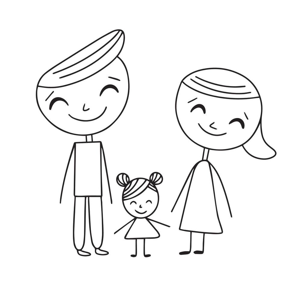 Hand drawn doodle family icon. Outline family clipart. Hand drawn vector art.