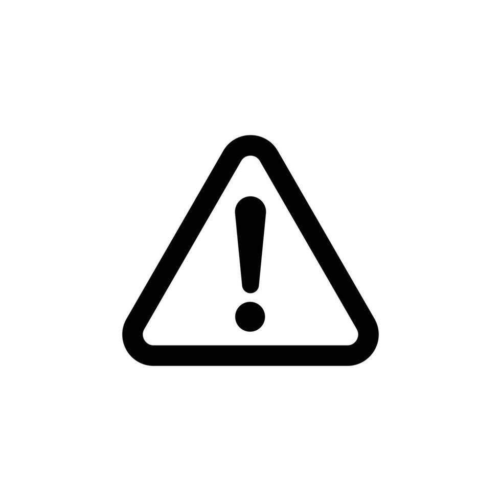 black Danger sign vector icon. Attention caution illustration. Business concept simple flat pictogram isolated on white background.