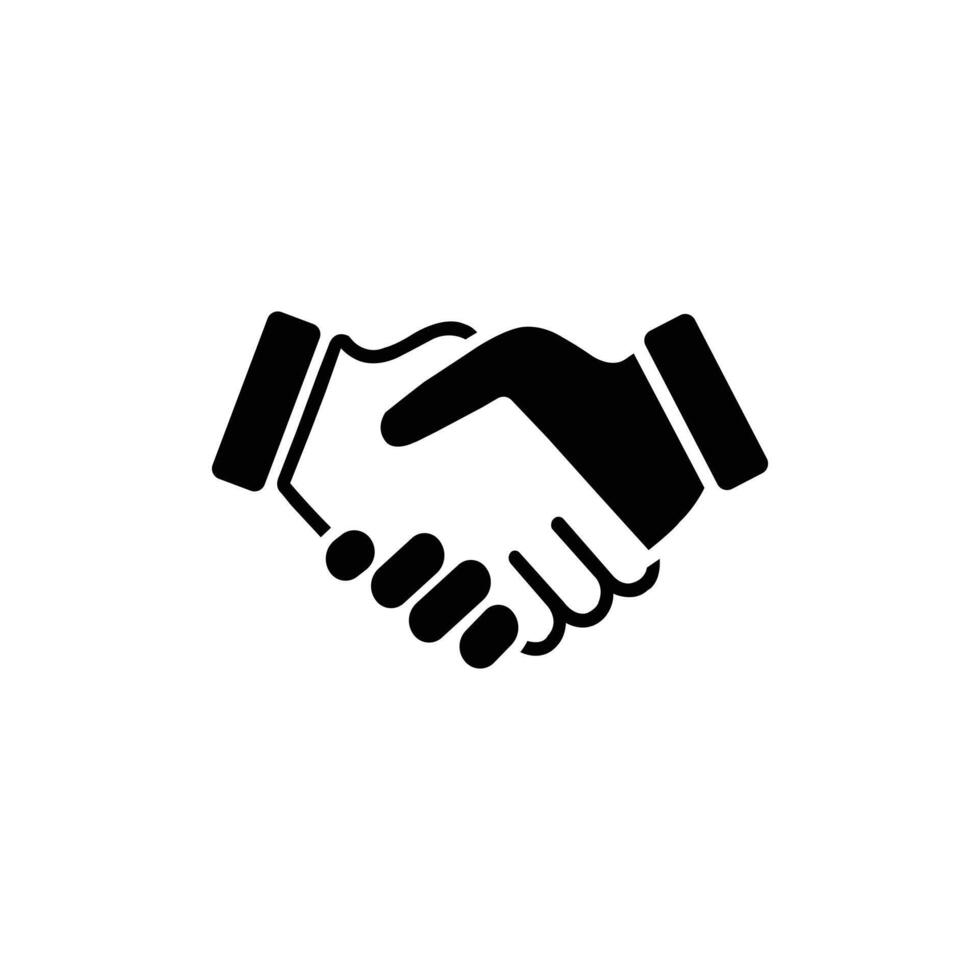 black icon handshake isolated on white background. business and finance symbol vector