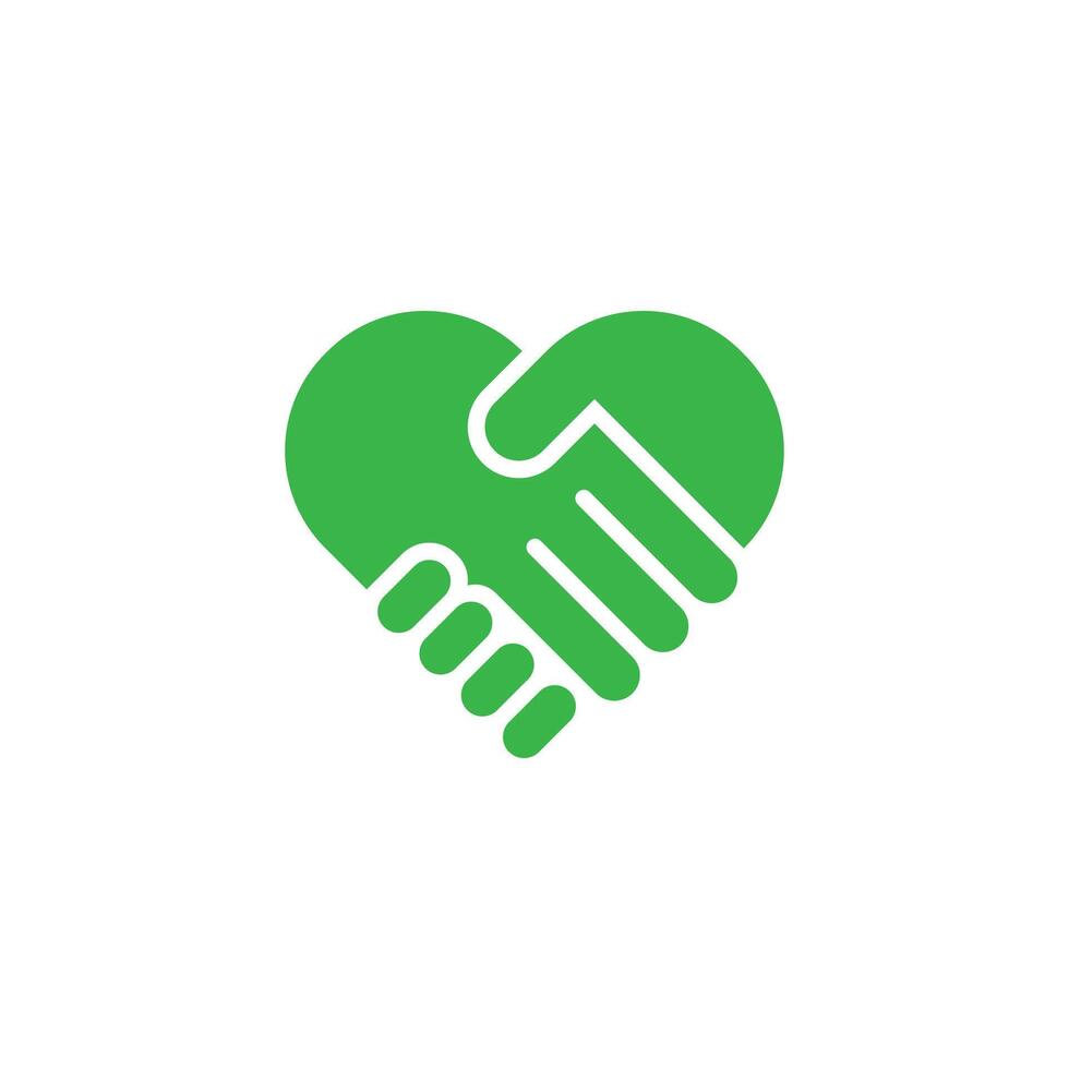 green hand palm care love symbol vector icon isolated on white background