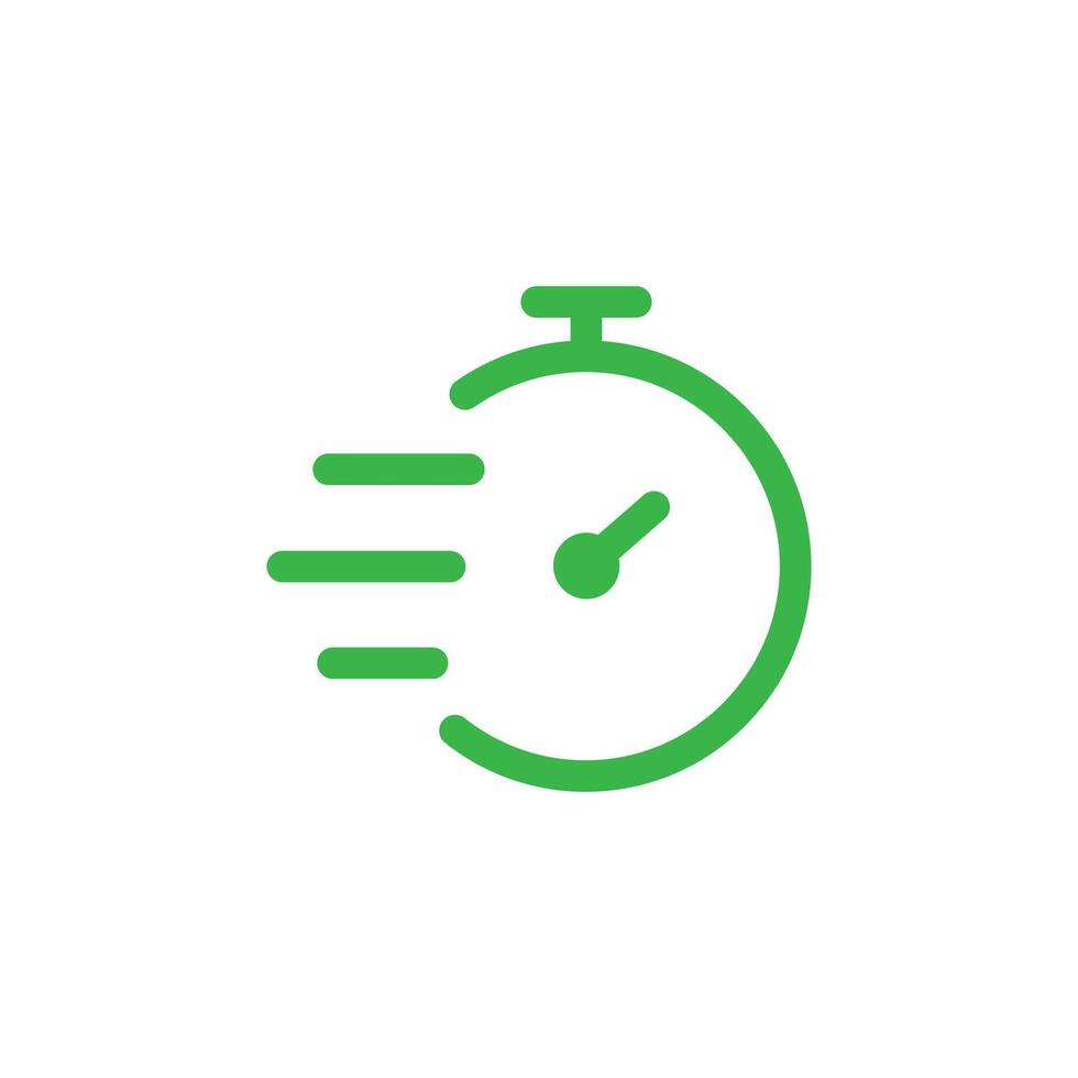 green Fast time simple outline icon isolated on white background. vector