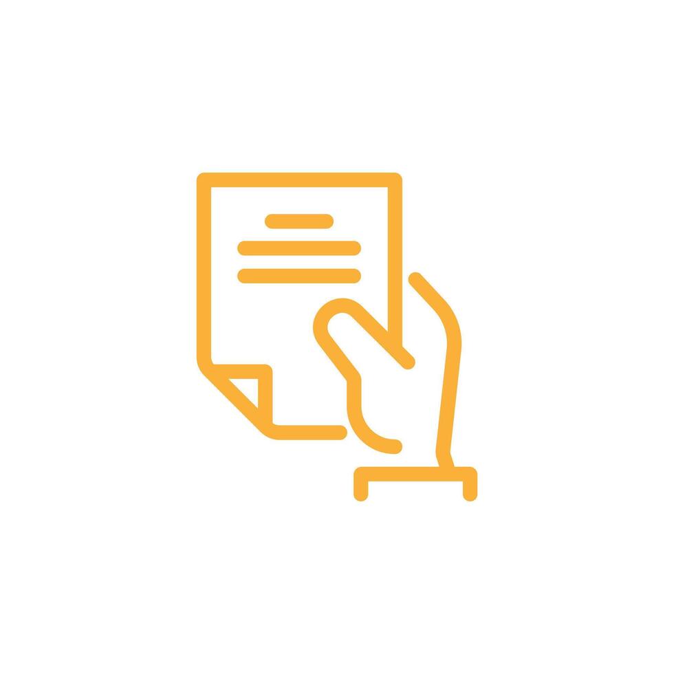 orange Thin Outline Icon Sheet of Paper or Document. Such Line sign as Request, Submission of Documents. Vector Computer Isolated Pictograms for Web on White Background Editable Stroke.
