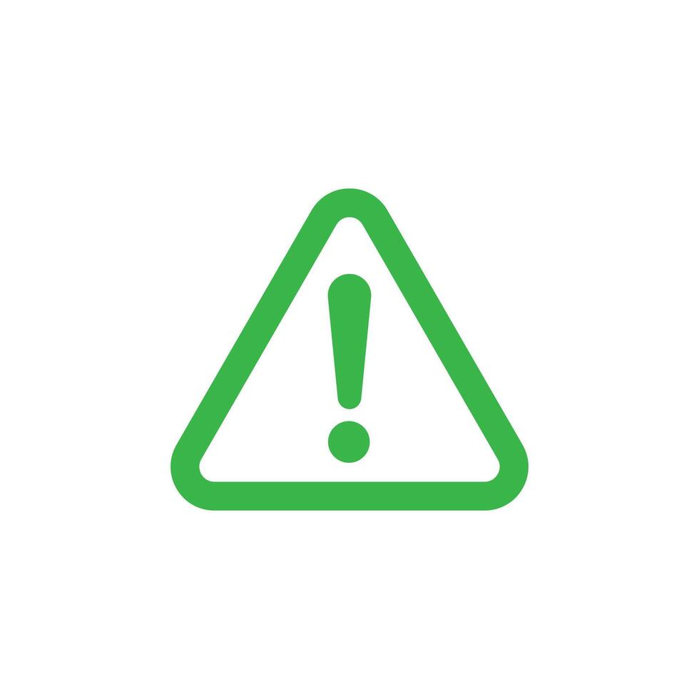 green Danger sign vector icon. Attention caution illustration. Business concept simple flat pictogram isolated on white background.