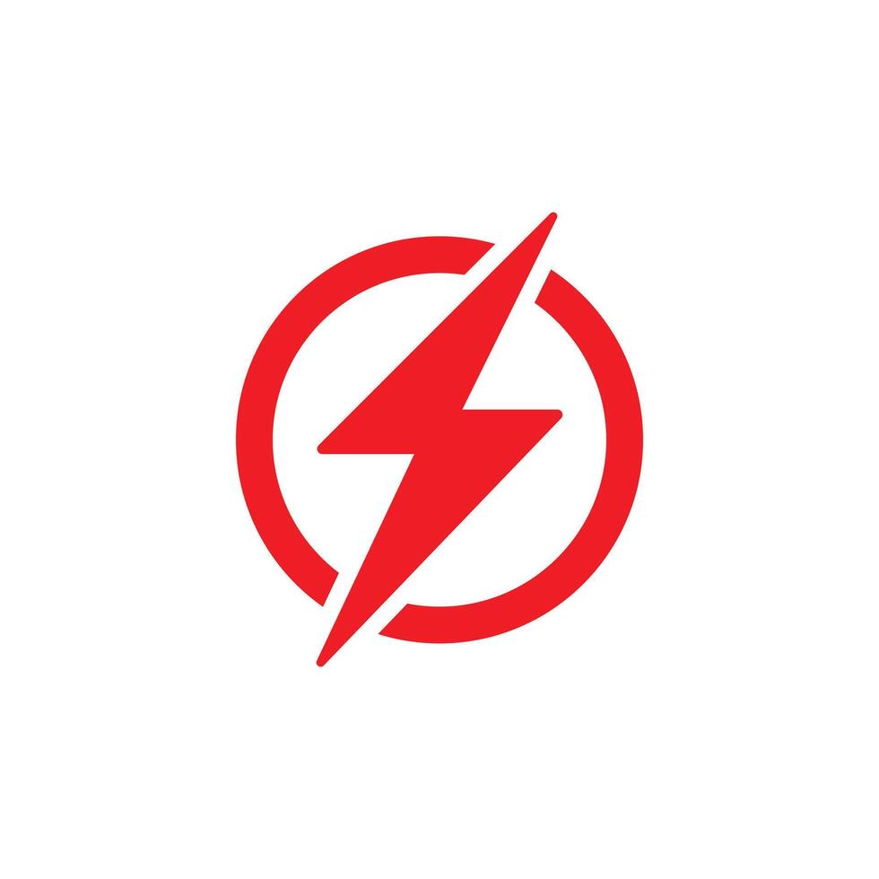 red Power Icon isolated on white background. Lightning Power Icon vector
