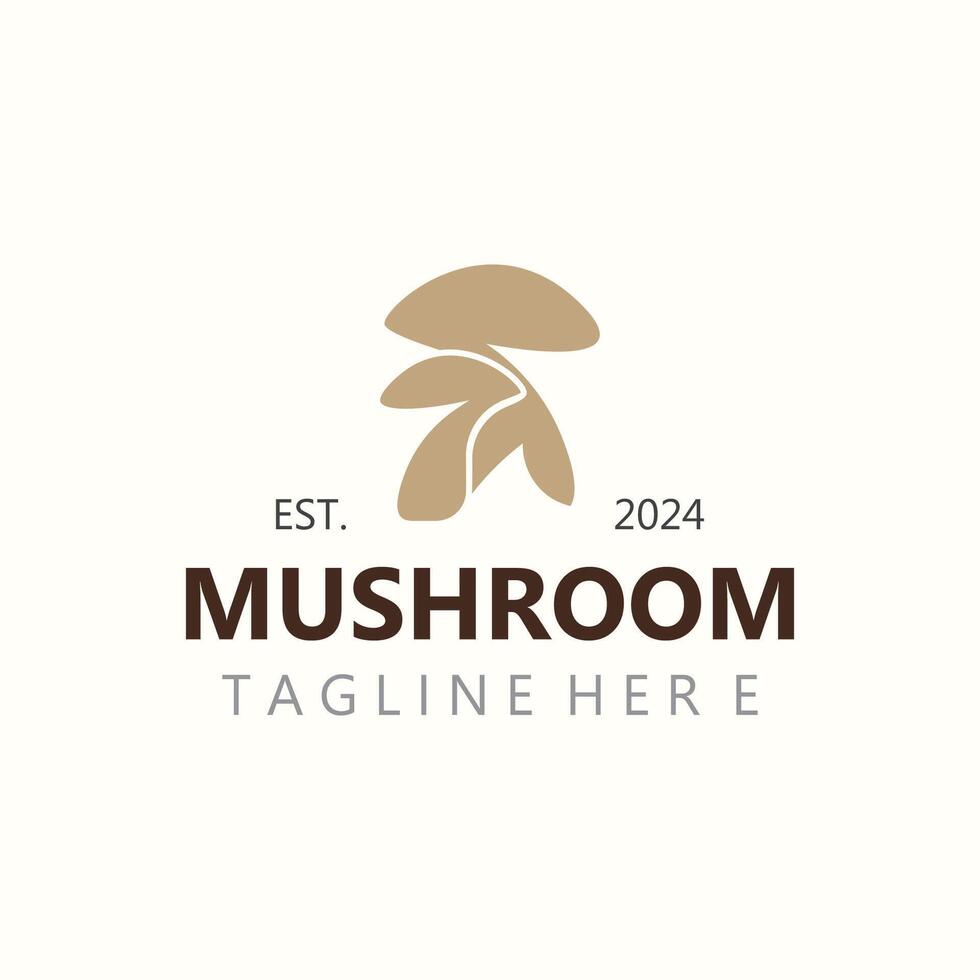 Mushroom botanical logo  modern and simple stamp style. nature or food template design vector