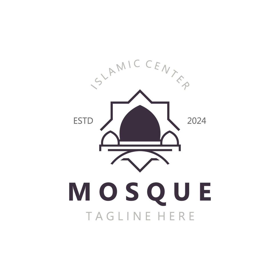 Mosque Logo design, simple islamic architecture, emblem symbol islamic center vector template