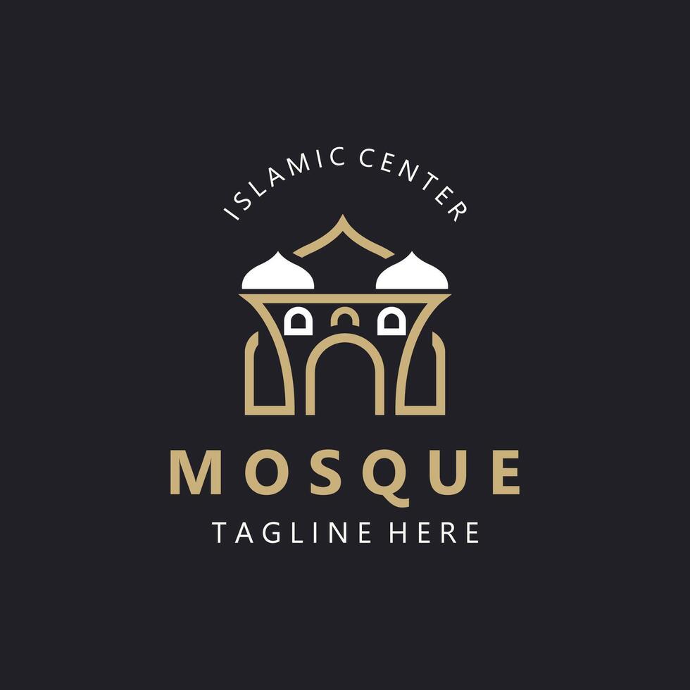 mezquita logo diseño, sencillo islámico arquitectura, emblema símbolo islámico centrar vector modelo