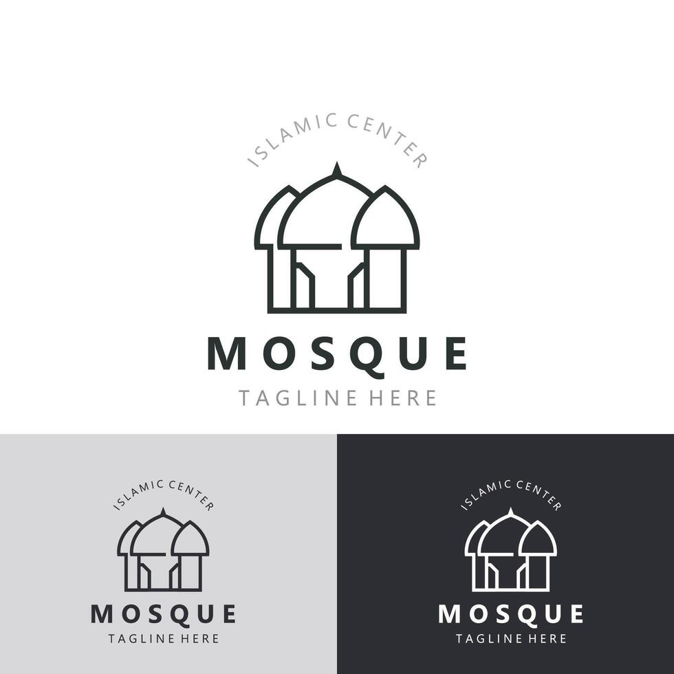 mezquita logo diseño, sencillo islámico arquitectura, emblema símbolo islámico centrar vector modelo