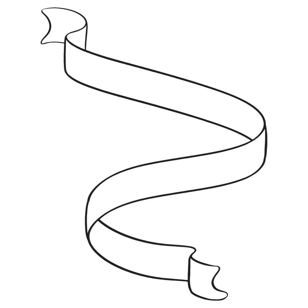 a black and white drawing of a ribbon on a white background vector