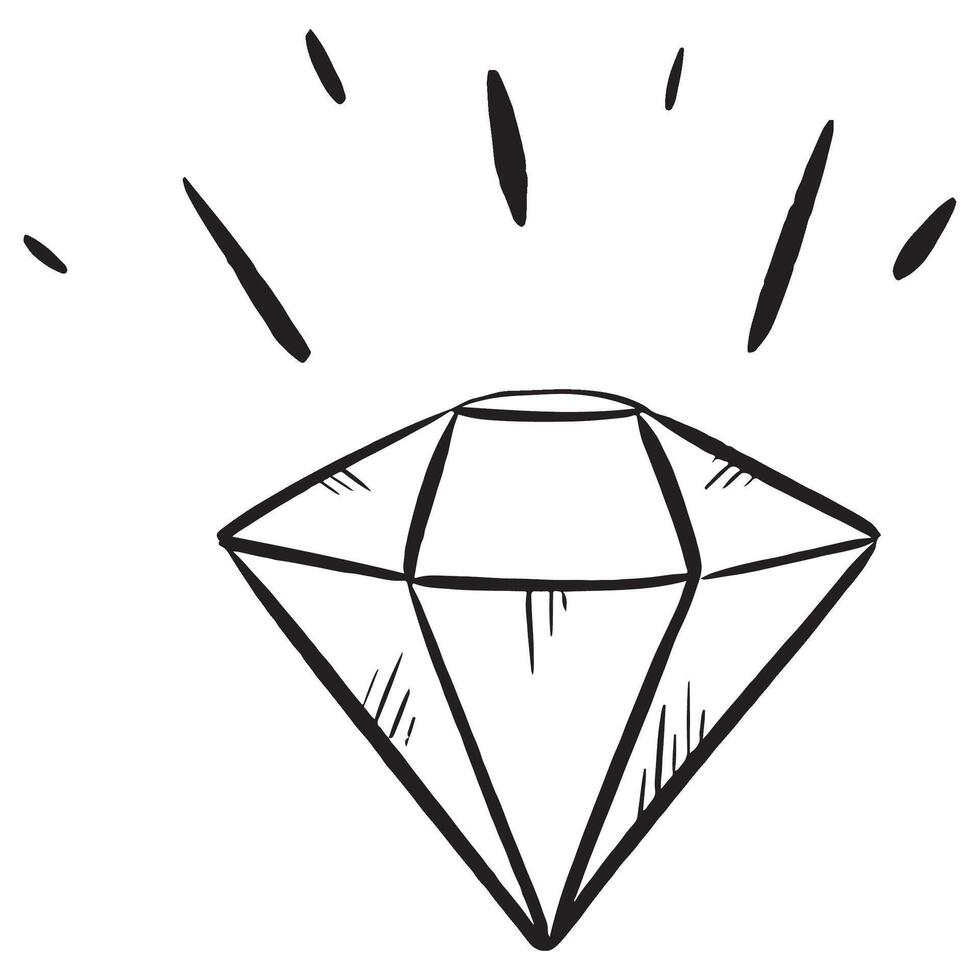 a black and white drawing of a diamond with rays coming out of it vector