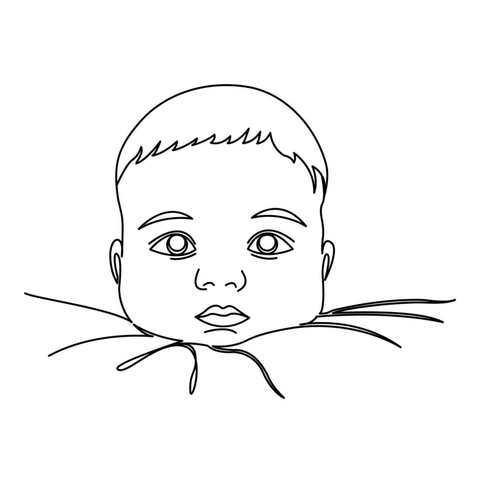 Continuous line drawing of Cute little baby vector illustration design.