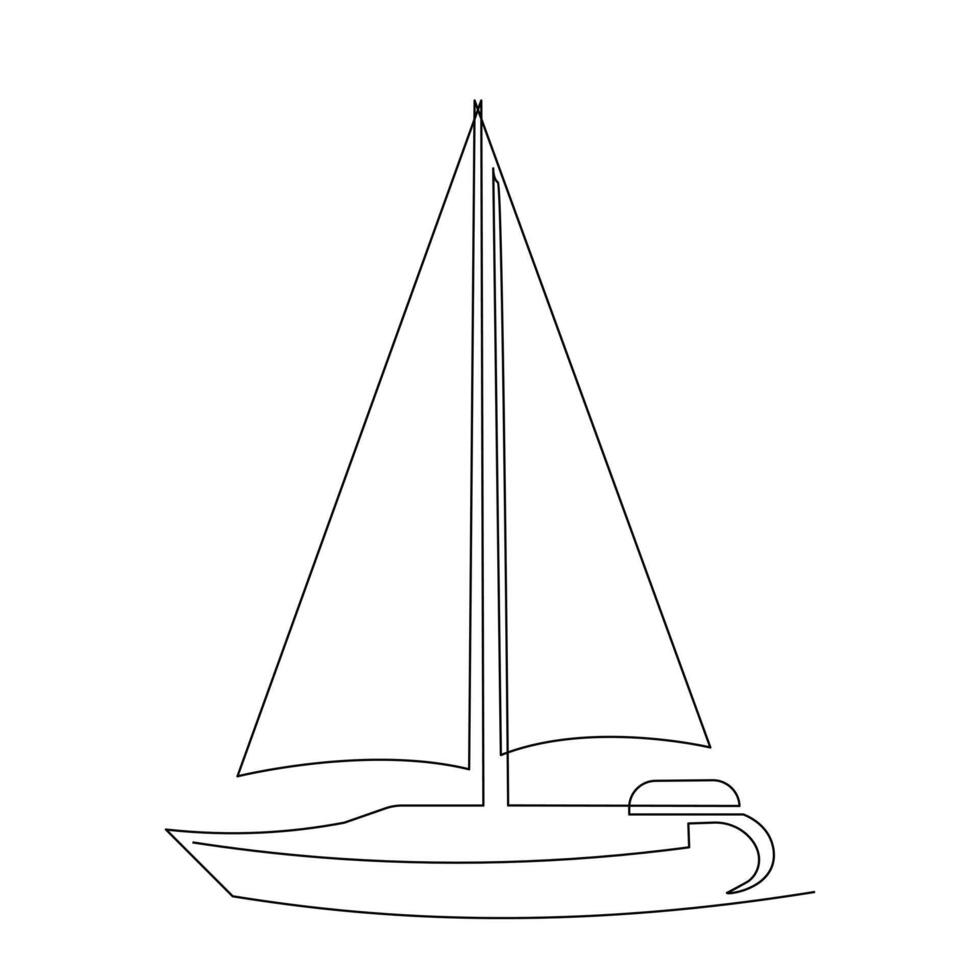 Continuous single line drawing on sailboat vactor art. vector