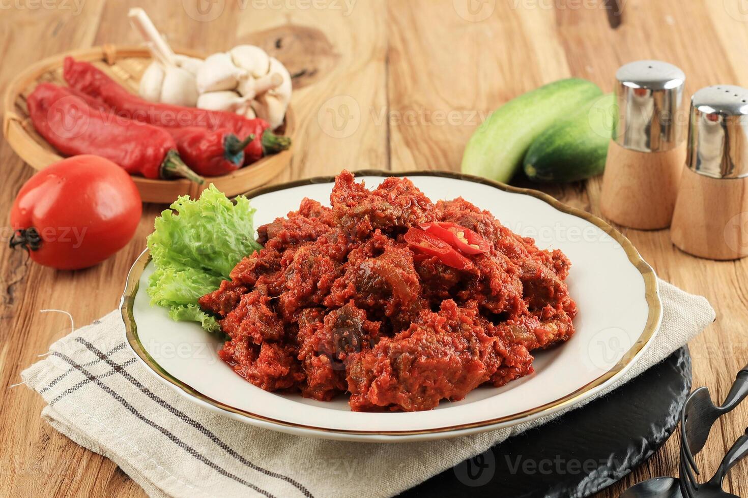 Spicy Fried Meat Indonesian Food photo