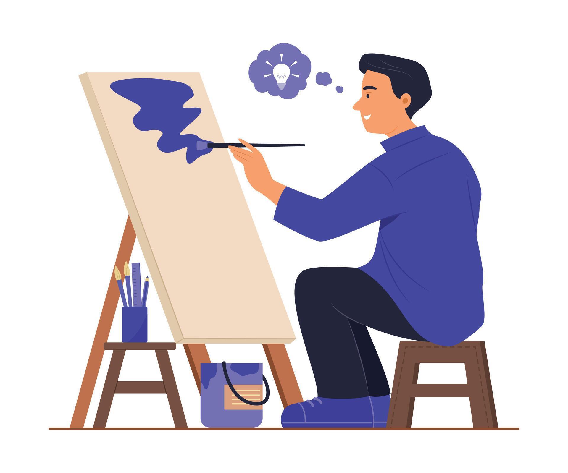 Painter Man Painting Colors on Canvas 40965154 Vector Art at Vecteezy