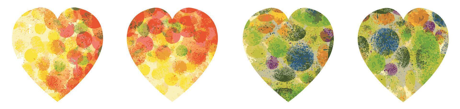 Heart abstract art for layout or banner design by hand acrylic color painting. vector