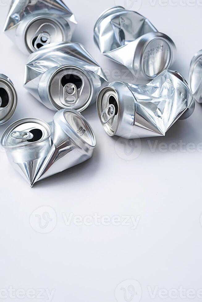 Aluminum drinking cans sorting for recycle. photo