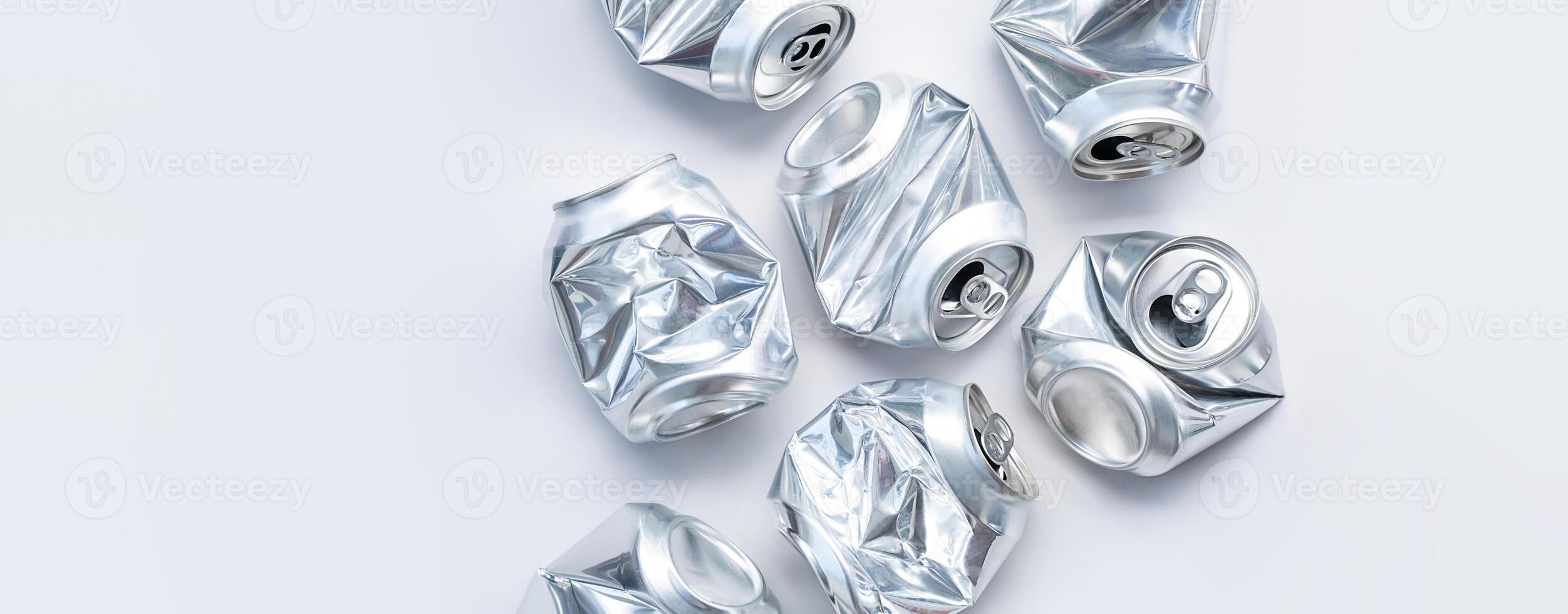 Aluminum broken cans. Sorting garbage for recycle. photo