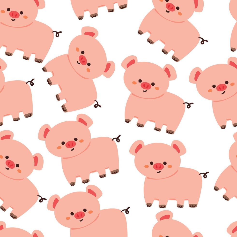 seamless pattern cartoon pigs. cute animal wallpaper illustration for gift wrap paper vector