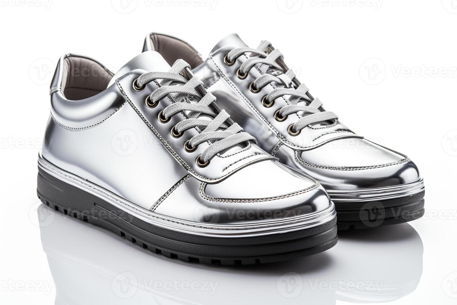 AI generated Metallic boots on a white background. Generated by artificial intelligence photo