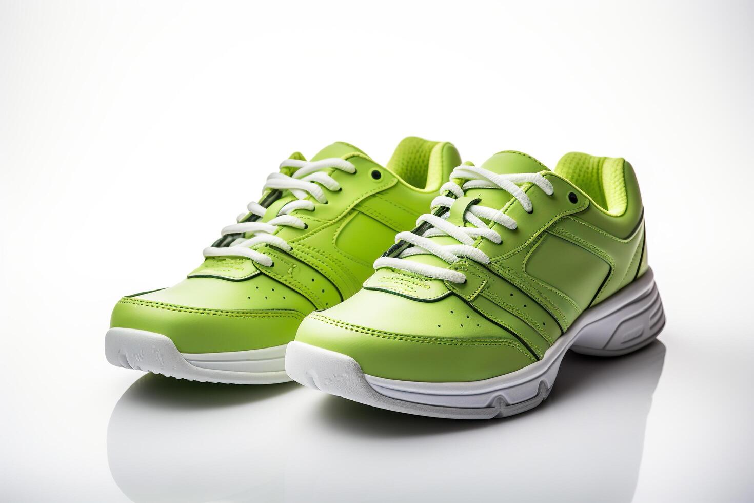 AI generated A pair of green tennis shoes on a white background. Generated by artificial intelligence photo