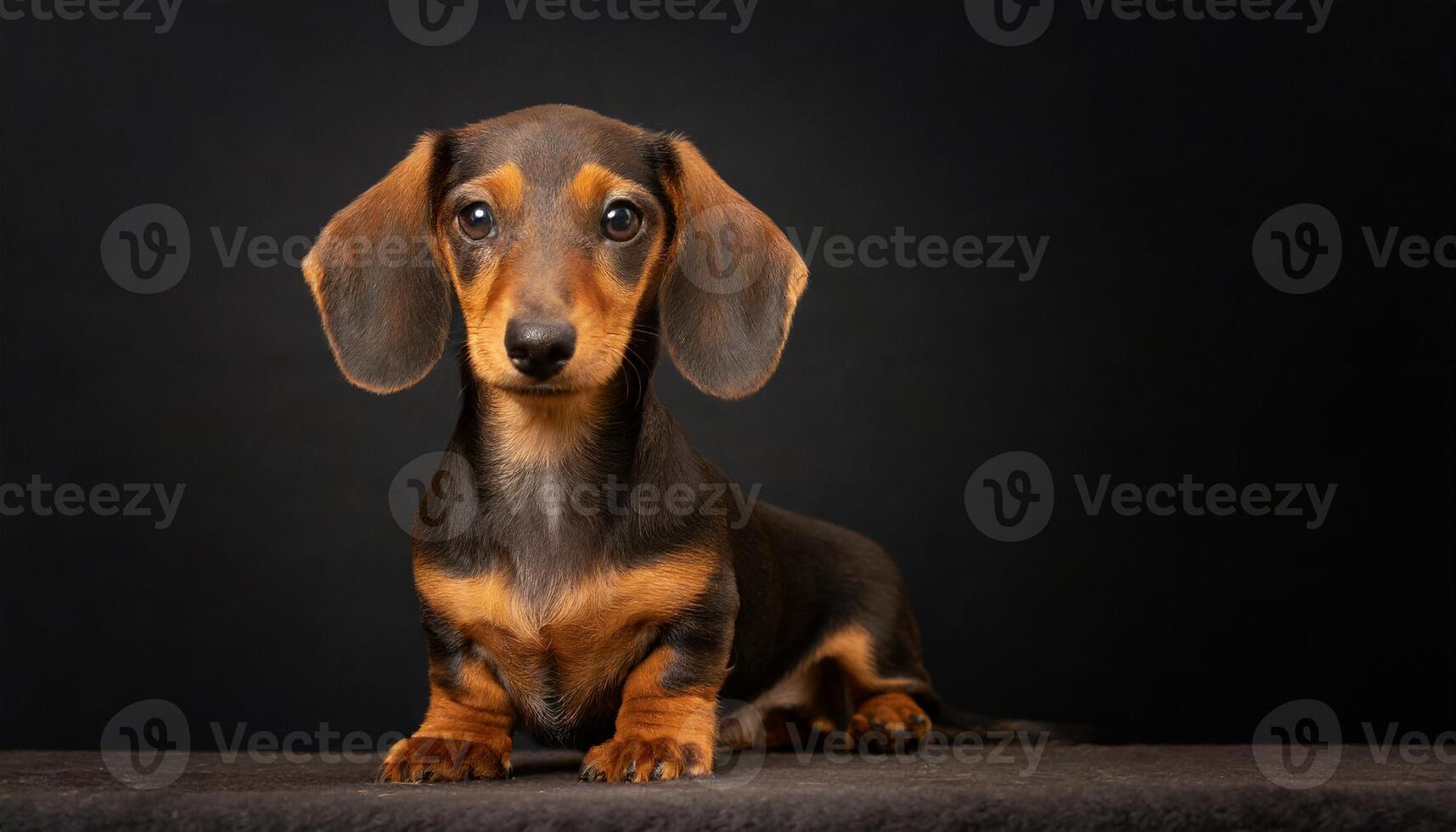 AI generated Portrait image of a brown dachshund dog, studio shot photo