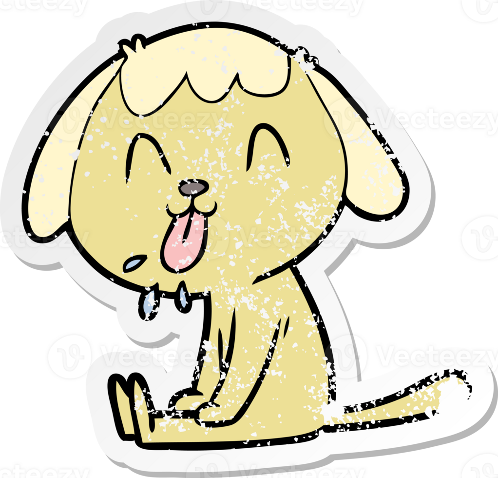 distressed sticker of a cute cartoon dog png