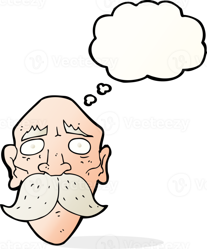 cartoon sad old man with thought bubble png