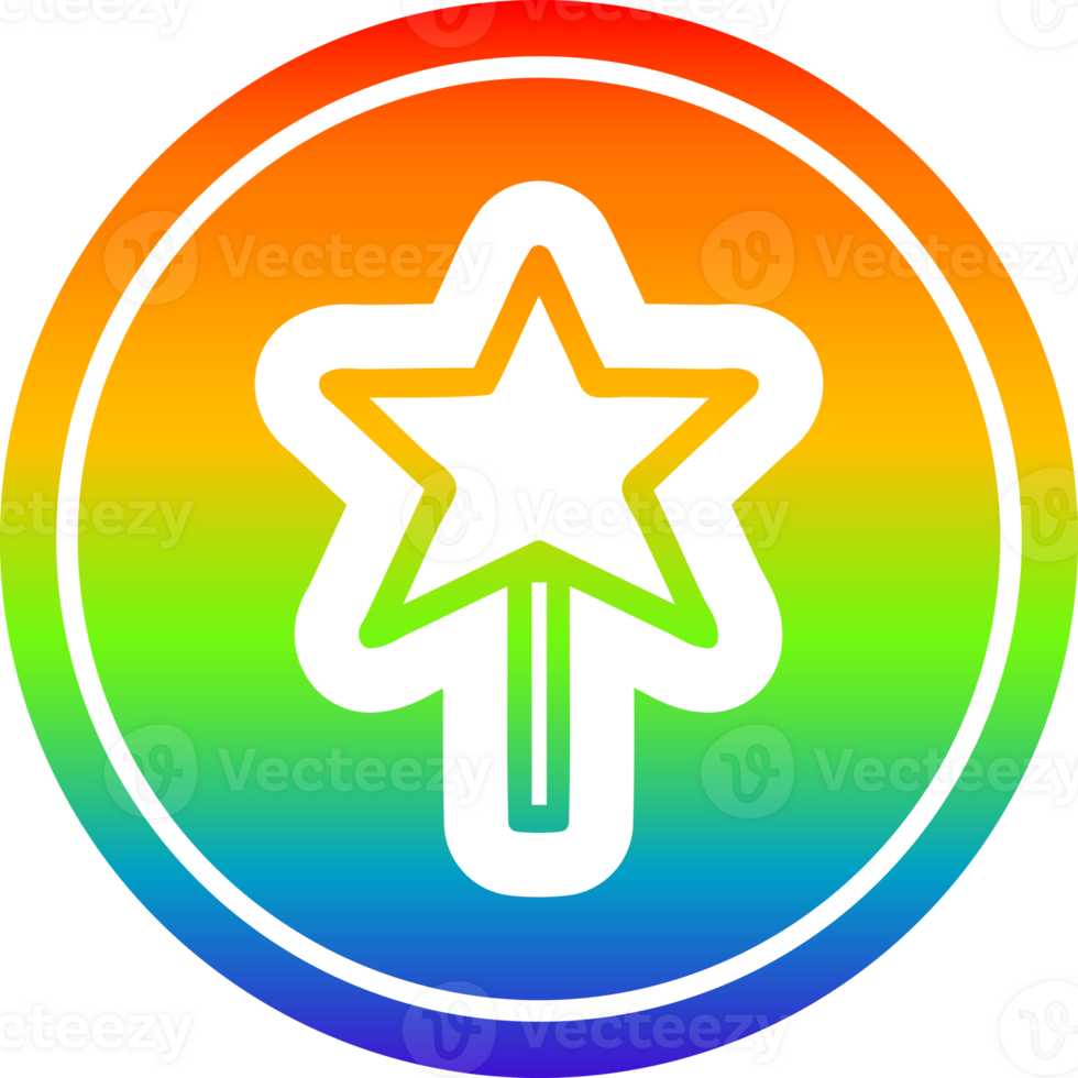 magi wand cirkulär ikon med regnbåge lutning Avsluta png