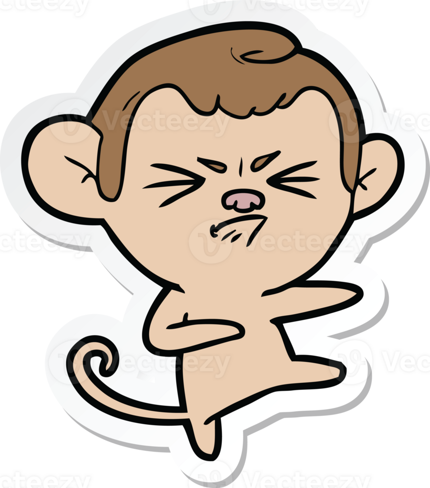 sticker of a cartoon angry monkey png