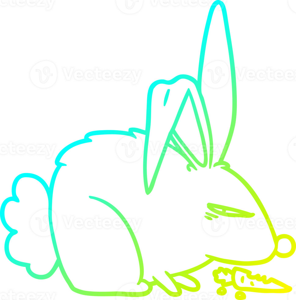 cold gradient line drawing of a cartoon annoyed rabbit png