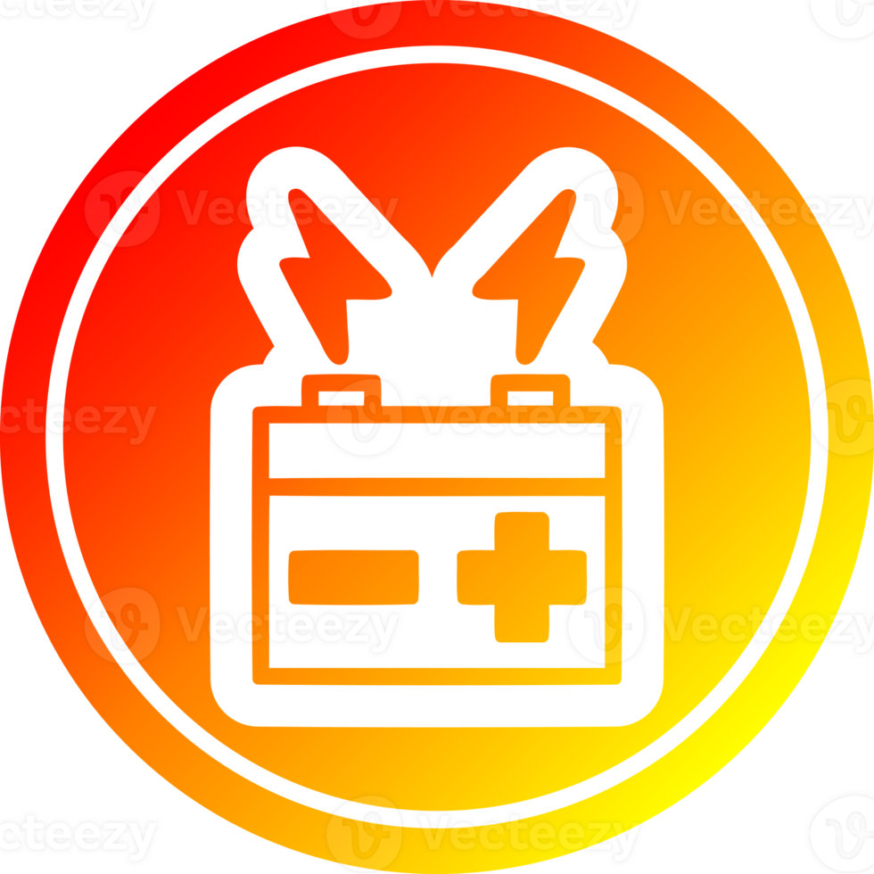 battery circular icon with warm gradient finish png