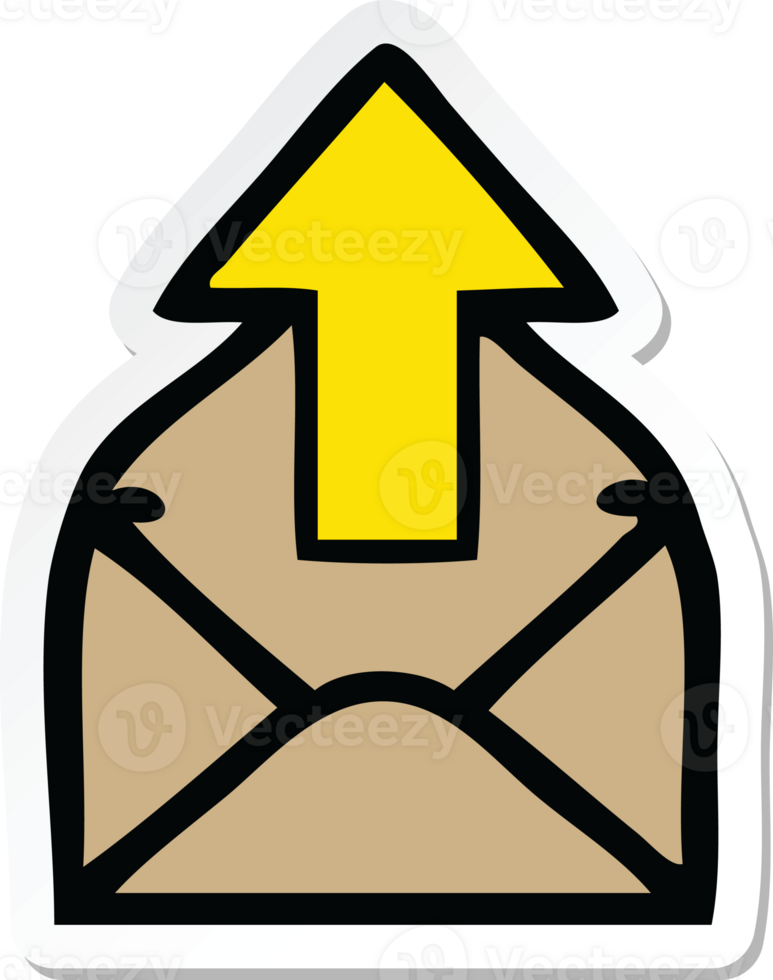 sticker of a cute cartoon envelope with arrow png