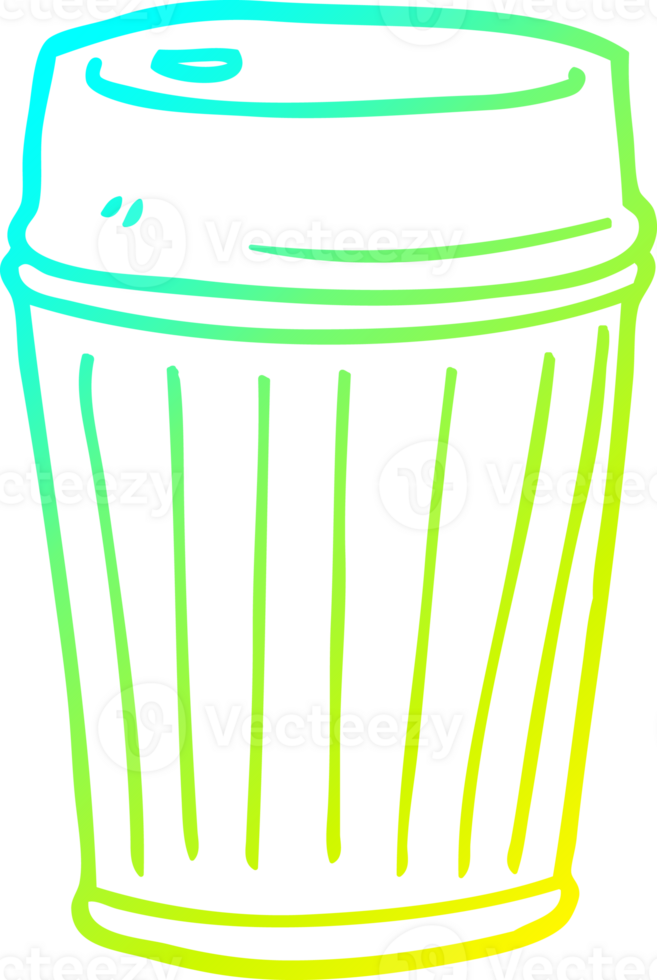 cold gradient line drawing of a cartoon take out coffee png