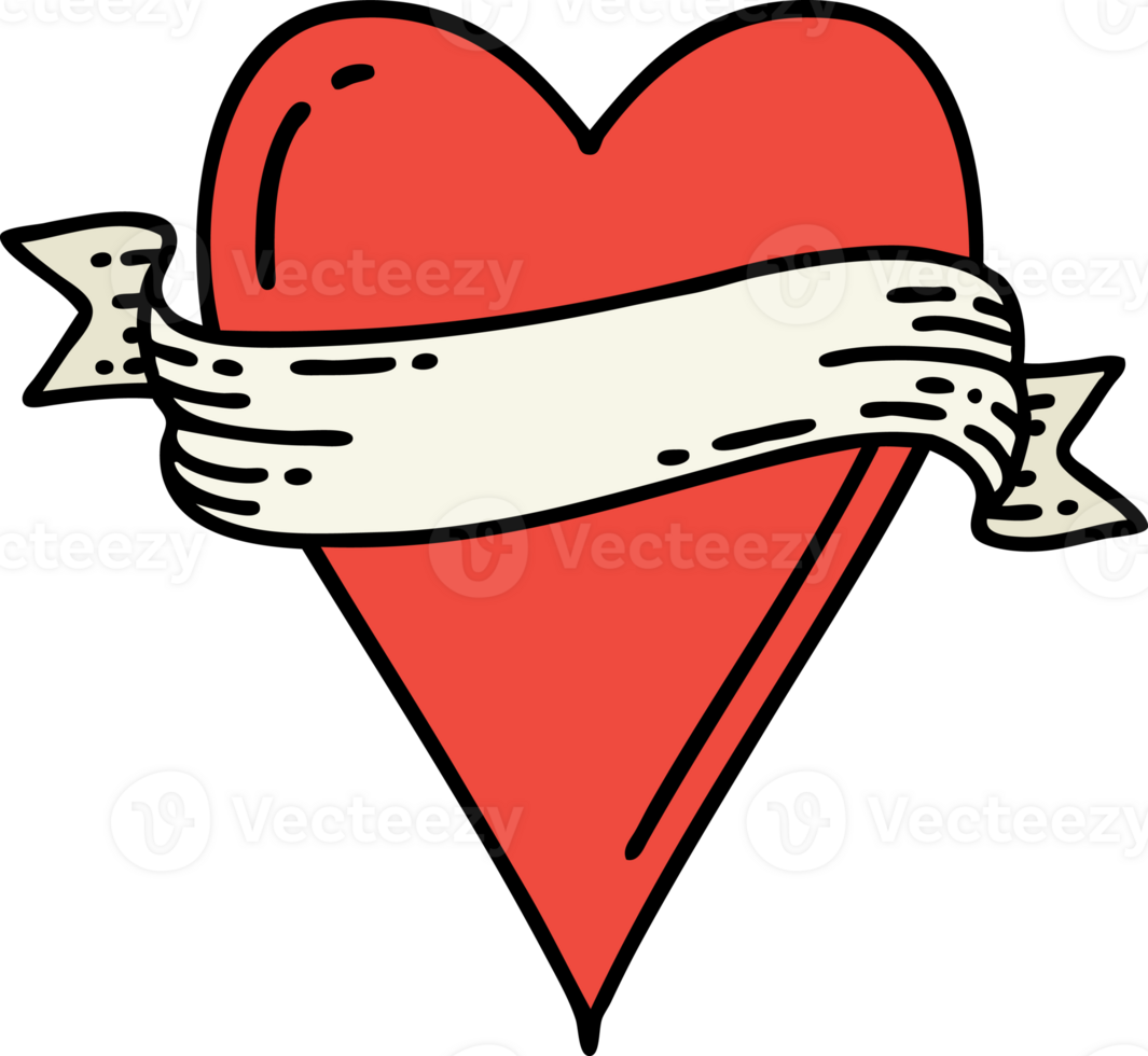 tattoo in traditional style of a heart and banner png