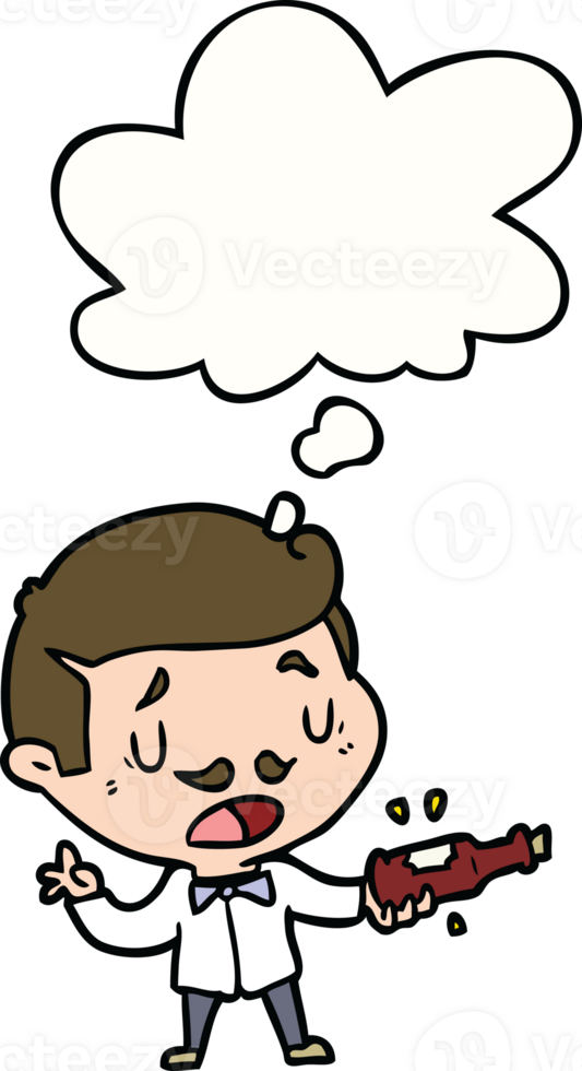 cartoon wine expert with thought bubble png