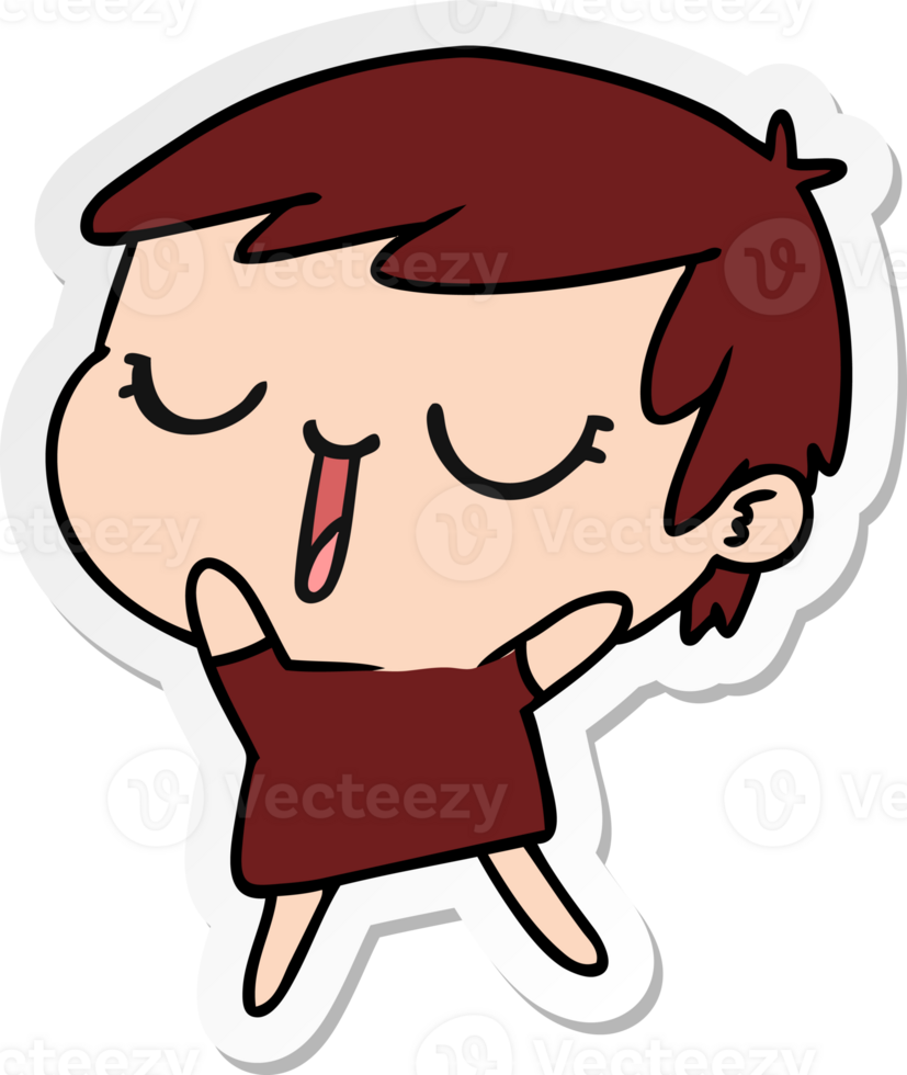 hand drawn sticker cartoon of cute kawaii short haired girl png