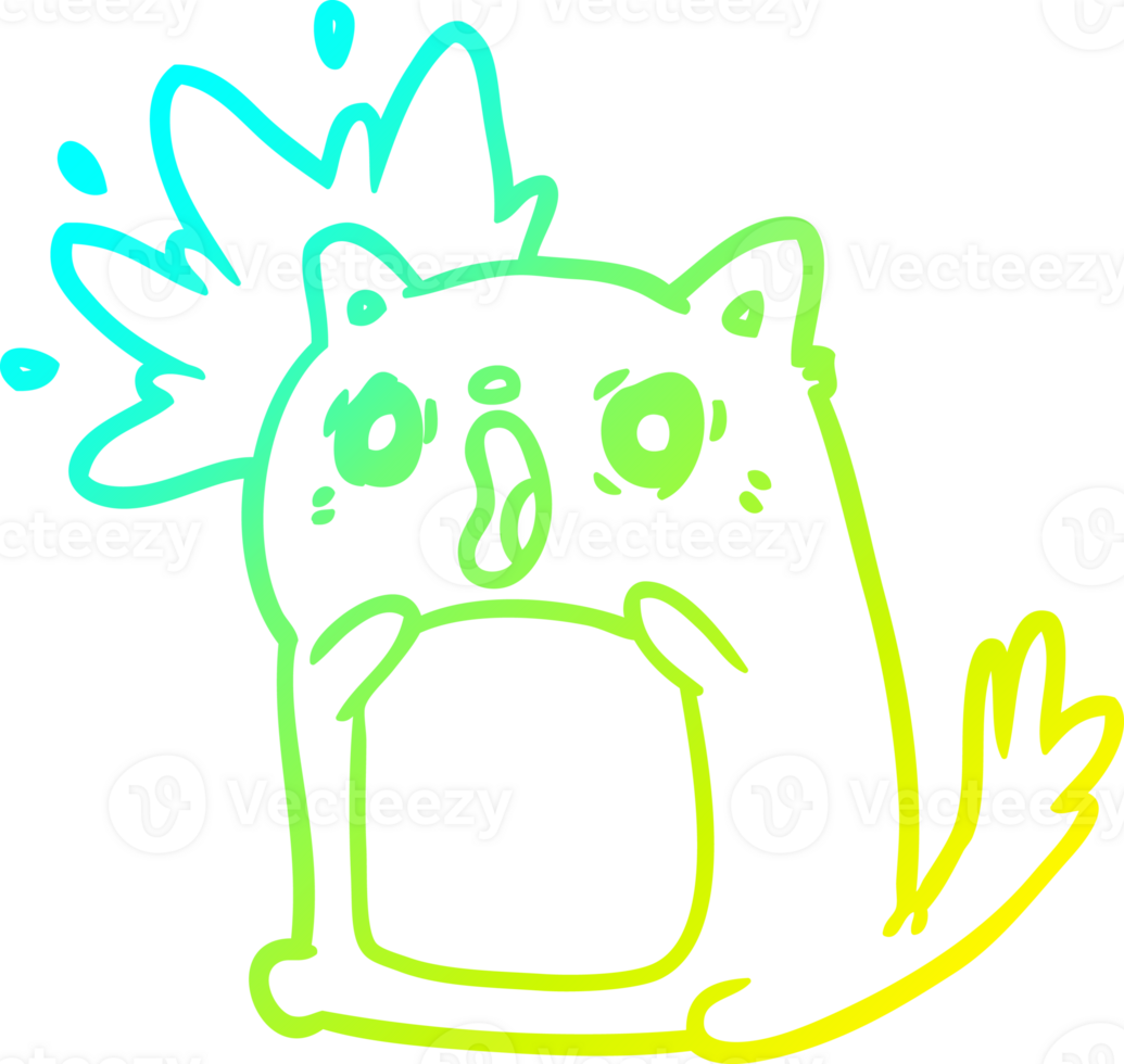 cold gradient line drawing of a shocked cat amazed png