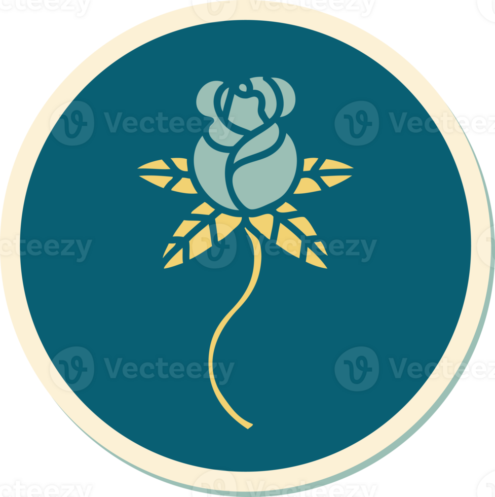 sticker of tattoo in traditional style of rose png
