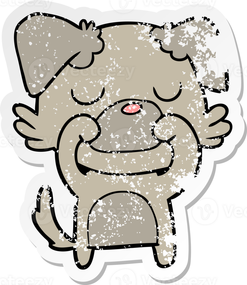 distressed sticker of a cartoon dog png