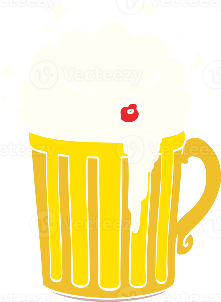 flat color style cartoon mug of beer png