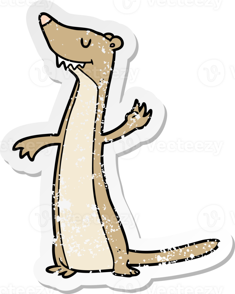 distressed sticker of a cartoon weasel png