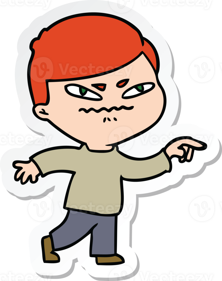 sticker of a cartoon angry man pointing png