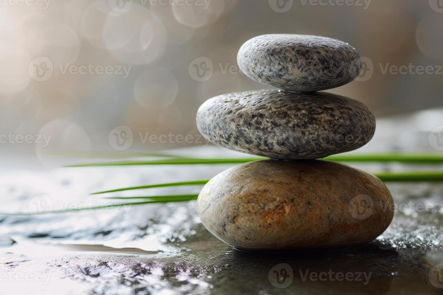 AI generated Zen stones with customizable space for text. Copy space. photo