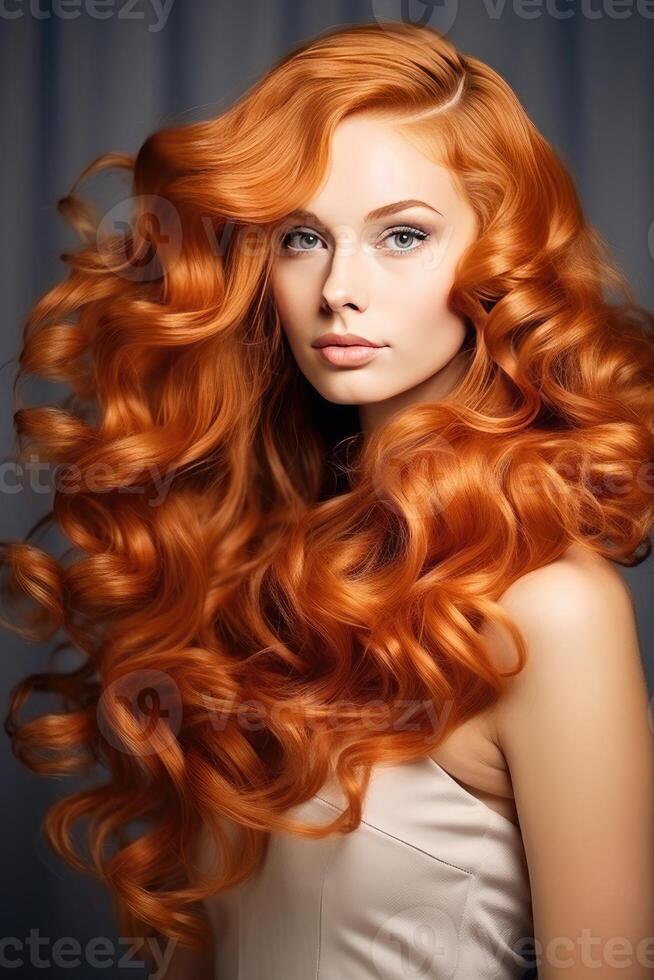 AI generated women model with beautiful long hair photo