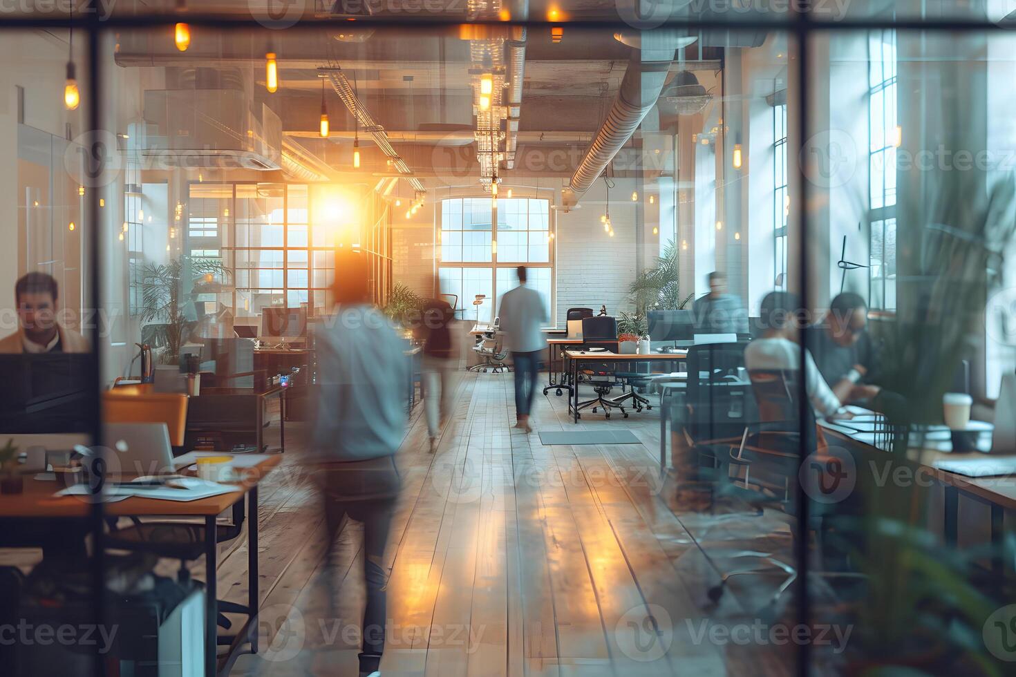 AI generated Collaborative Workspace Startup Incubator Office atmosphere photo