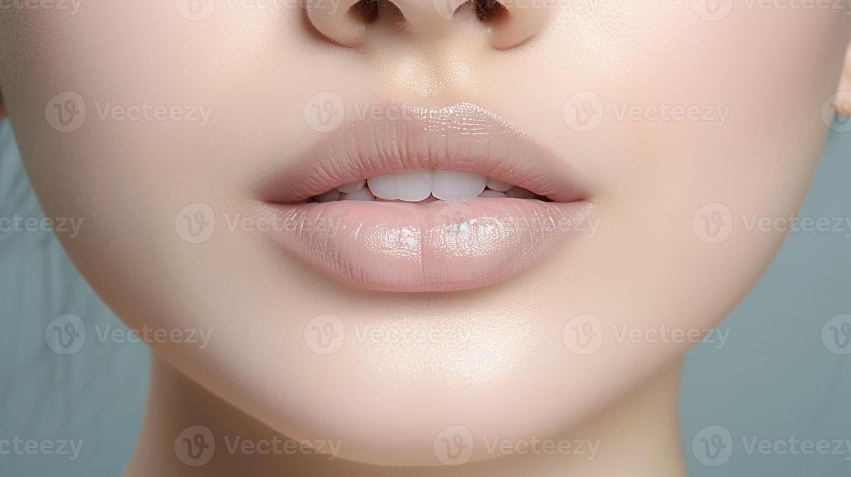 AI generated close up portrait of a woman lips skin care, ai photo