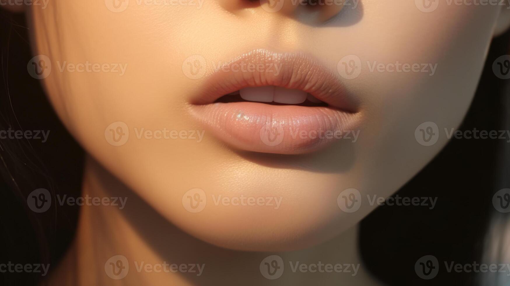 AI generated close up portrait of a woman red lips skin care, ai photo