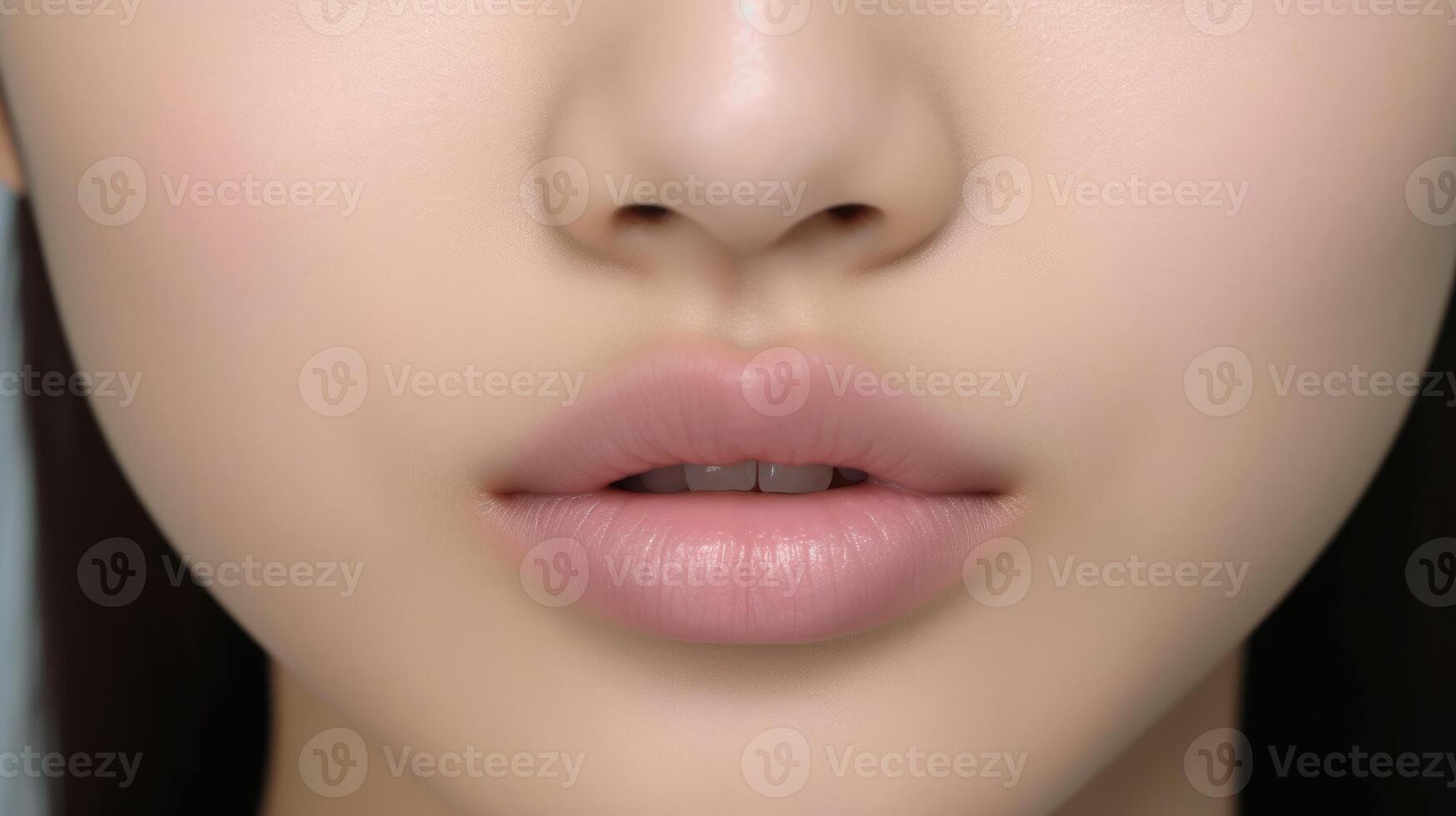 AI generated close up portrait of a woman lips skin care, ai photo