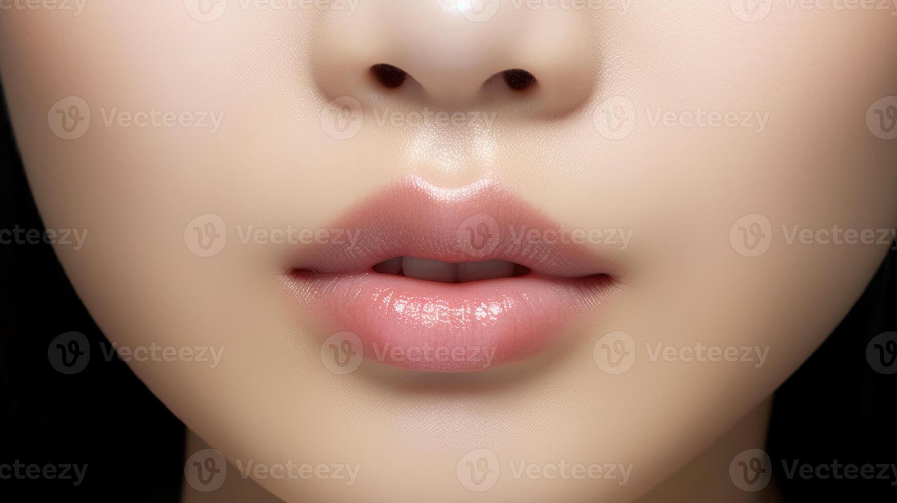 AI generated close up portrait of a woman lips skin care, ai photo