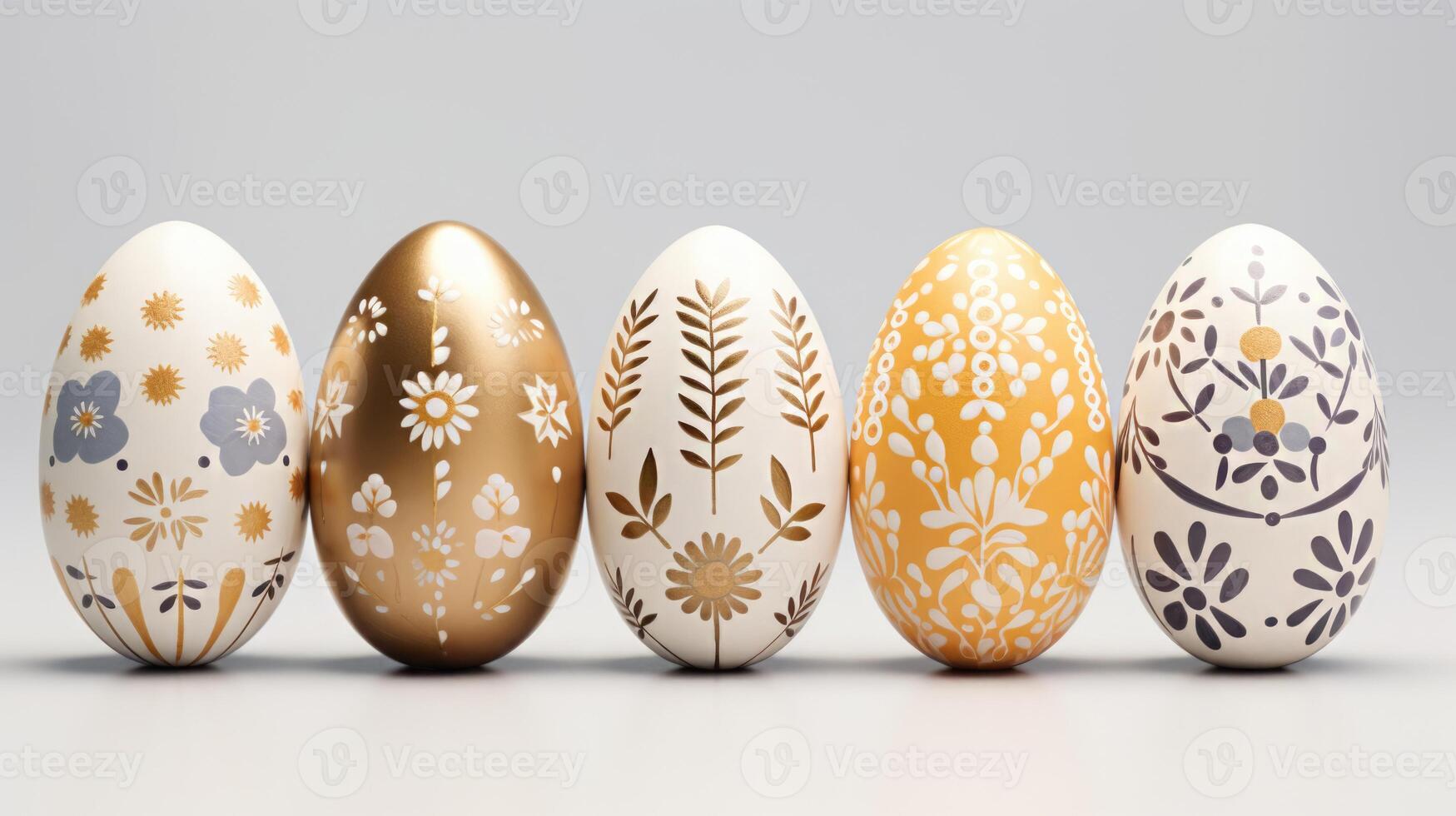 AI generated gold and pastel colorful easter egg, ai photo